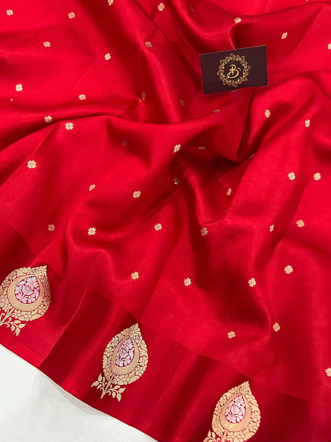Red Pure Banarasi Handloom Silk Saree - Aura Benaras