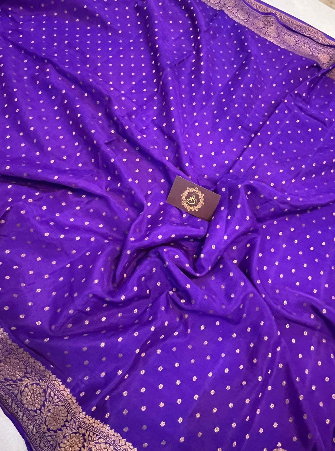 Purple Pure Banarasi Khaddi Crepe Silk Saree - Aura Benaras