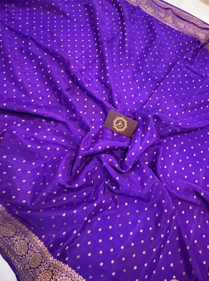 Purple Pure Banarasi Khaddi Crepe Silk Saree - Aura Benaras