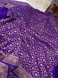 Purple Pure Banarasi Khaddi Crepe Silk Saree - Aura Benaras