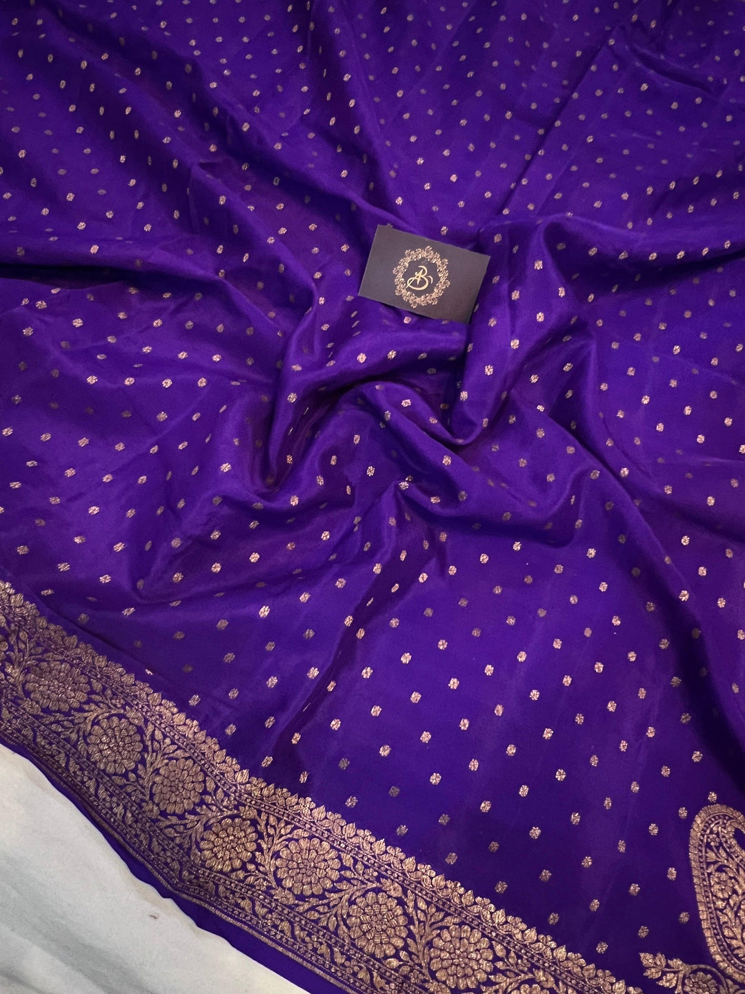 Purple Pure Banarasi Khaddi Crepe Silk Saree - Aura Benaras