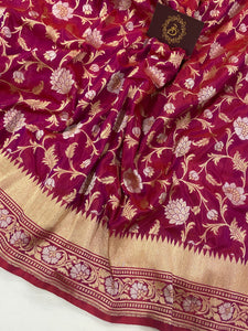Rani Pure Banarasi Handloom Katan Silk Saree - Aura Benaras