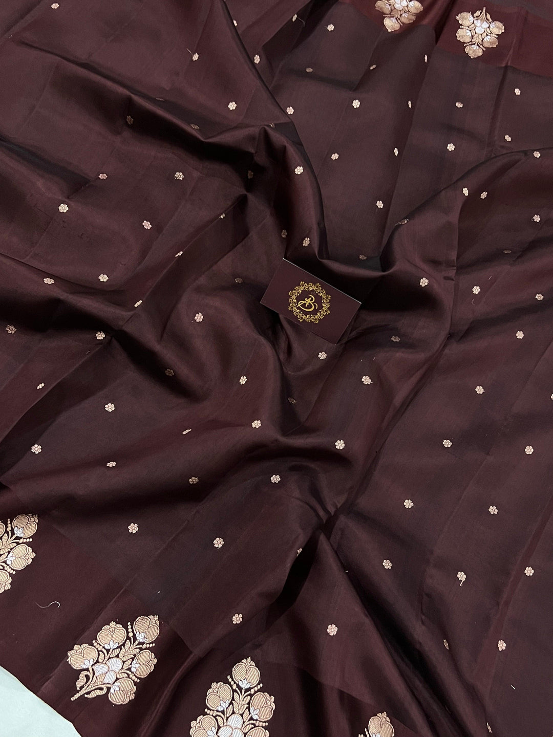 Coffee Brown Pure Banarasi Handloom Silk Saree - Aura Benaras