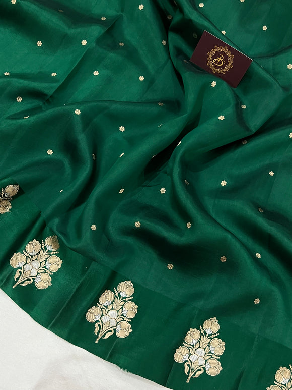 Green pure silk with gold zari kanchipuram paithani saree with blouse -  PATIALAPICKS - 4222206
