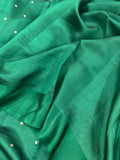 Bottle Green Pure Banarasi Handloom Silk Saree - Aura Benaras