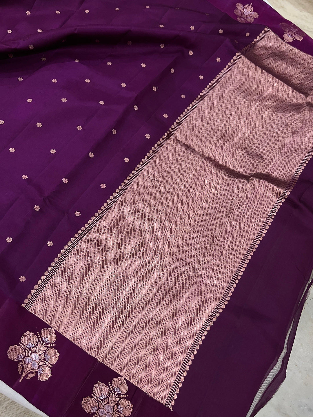 Wine Pure Banarasi Handloom Silk Saree - Aura Benaras