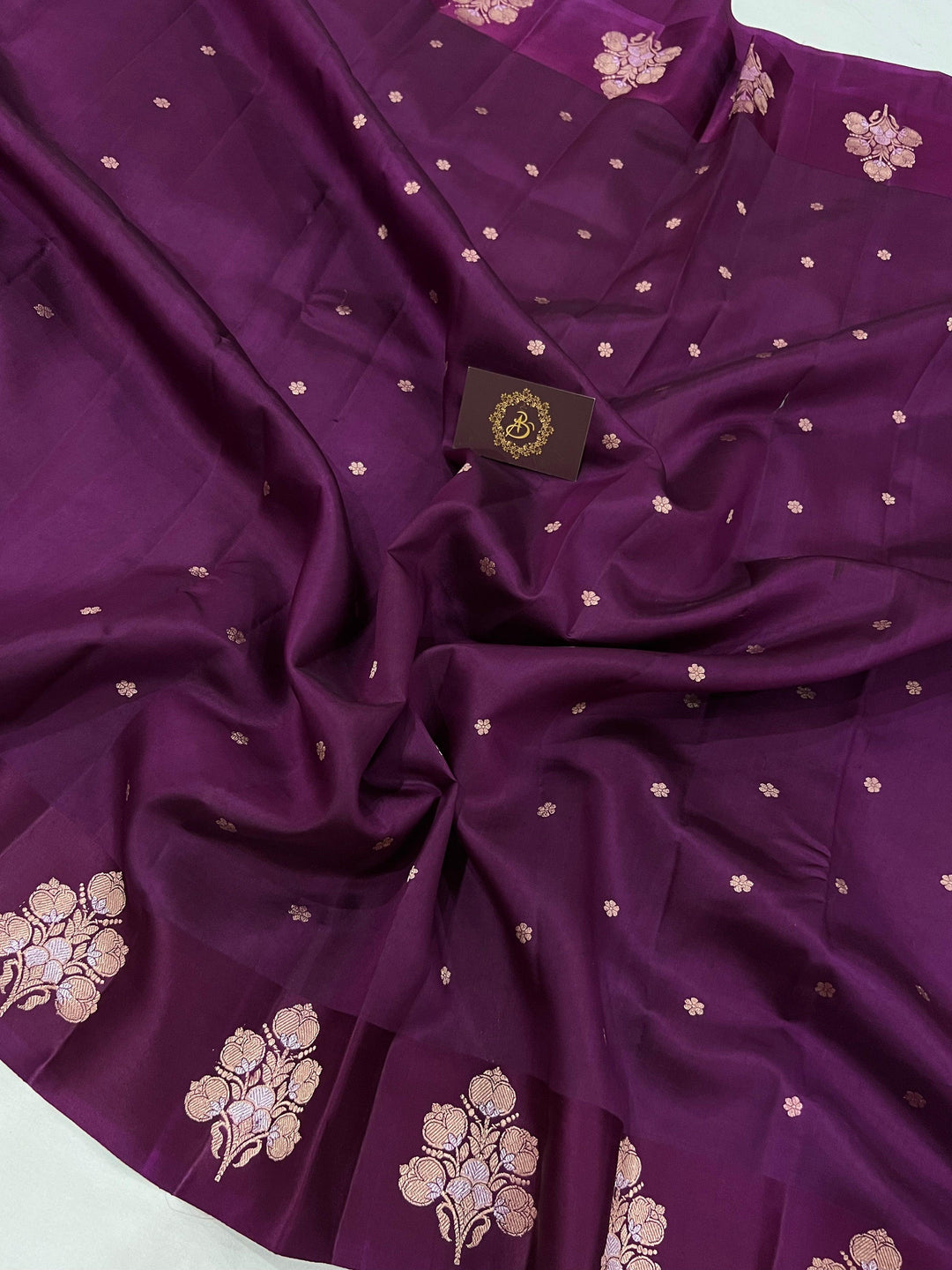 Wine Pure Banarasi Handloom Silk Saree - Aura Benaras