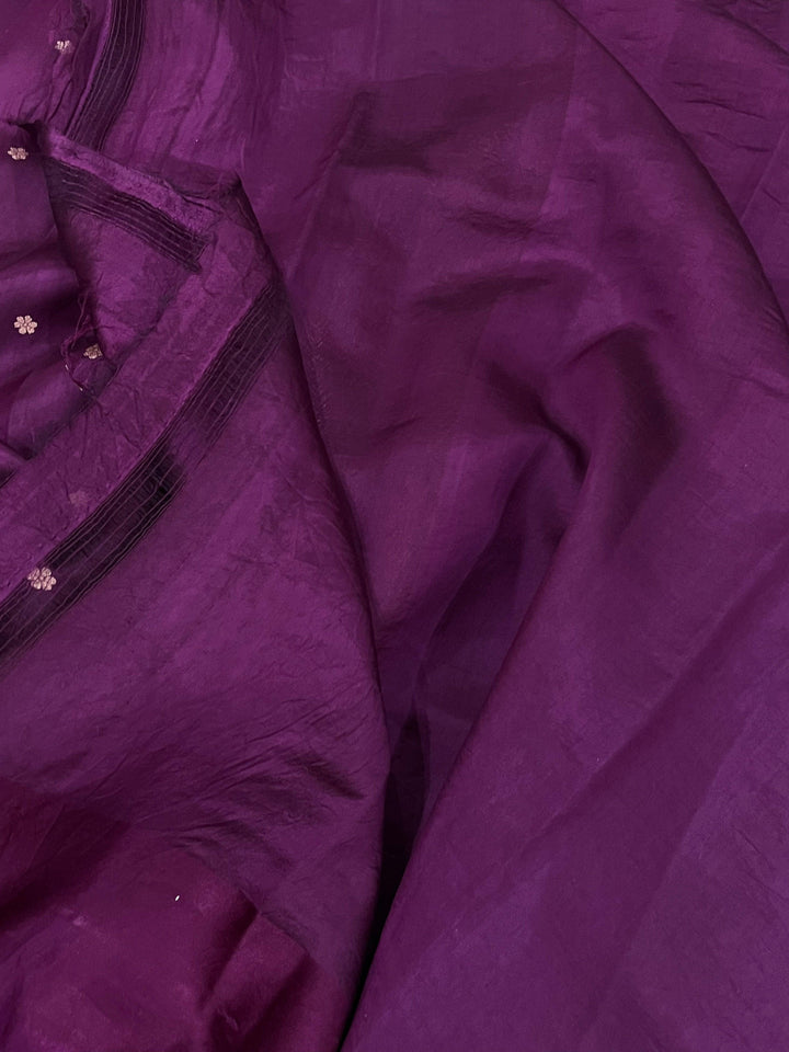 Wine Pure Banarasi Handloom Silk Saree - Aura Benaras