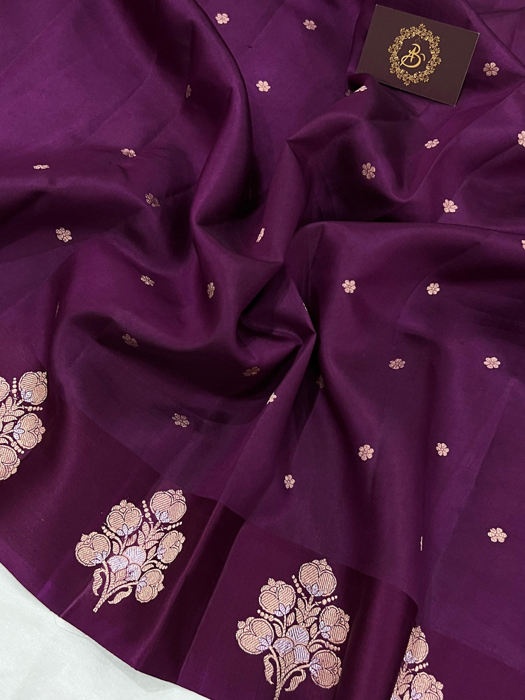 Wine Pure Banarasi Handloom Silk Saree - Aura Benaras