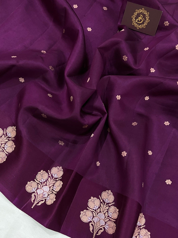Wine Pure Banarasi Handloom Silk Saree - Aura Benaras