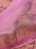Pink Rangkaat Pure Banarasi Khaddi Georgette Saree - Aura Benaras