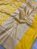  Yellow Banarasi Handloom Pure Katan Silk Saree - Aura Benaras