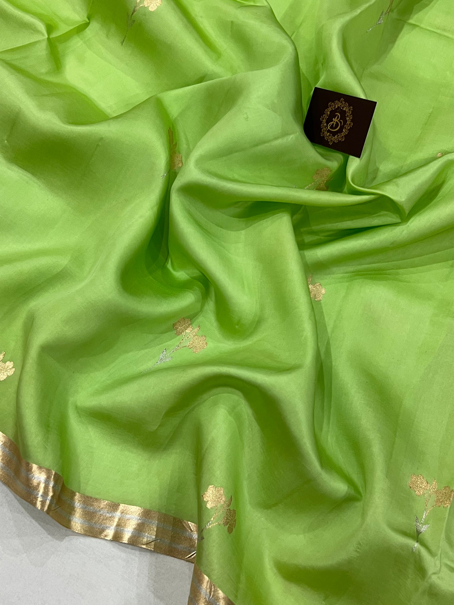 Pista Green Tissue Weaving Silk Saree