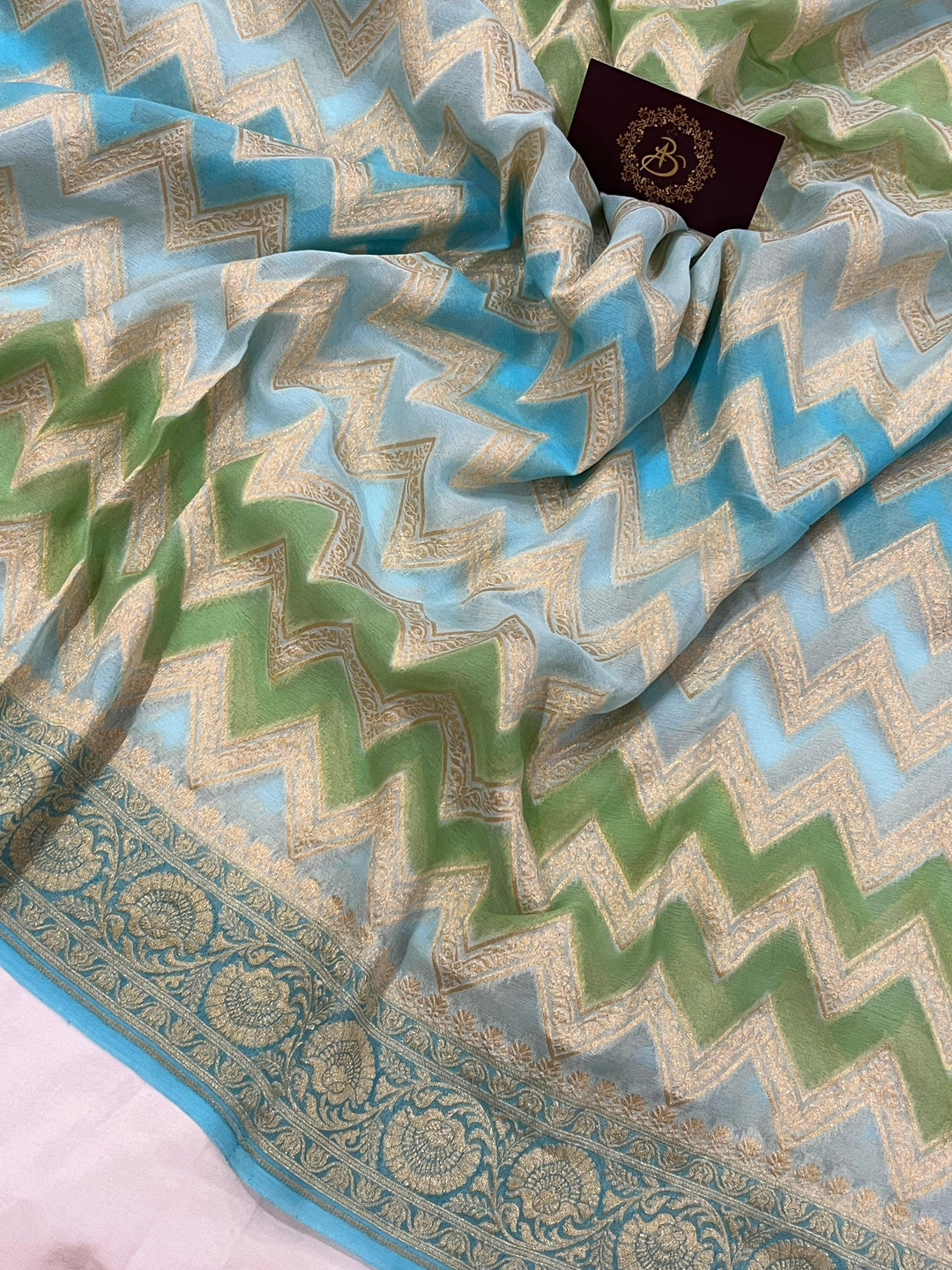 Blue Rangkaat Pure Banarasi Khaddi Georgette Saree - Aura Benaras