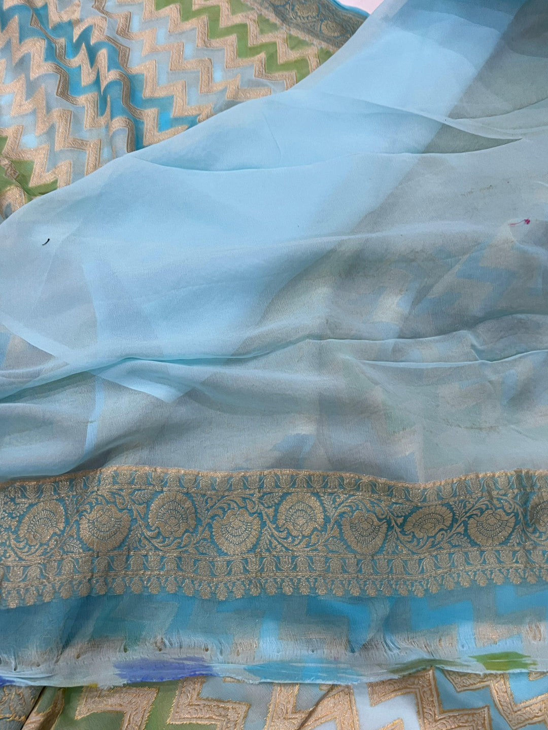 Blue Rangkaat Pure Banarasi Khaddi Georgette Saree