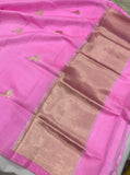 Baby Pink Pure Banarasi Handloom Silk Saree - Aura Benaras