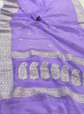 Lilac Banarasi Khaddi Chiffon Georgette Saree - Aura Benaras
