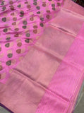 Baby Pink Kadwa Buta Banarasi Handloom Katan Silk Saree - Aura Benaras