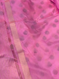 Baby Pink Kadwa Buta Banarasi Handloom Katan Silk Saree - Aura Benaras