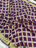Purple Kadwa Jaal Banarasi Handloom Katan Silk Saree - Aura Benaras
