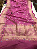 Pink Meenakari Banarasi Handloom Katan Silk Saree - Aura Benaras