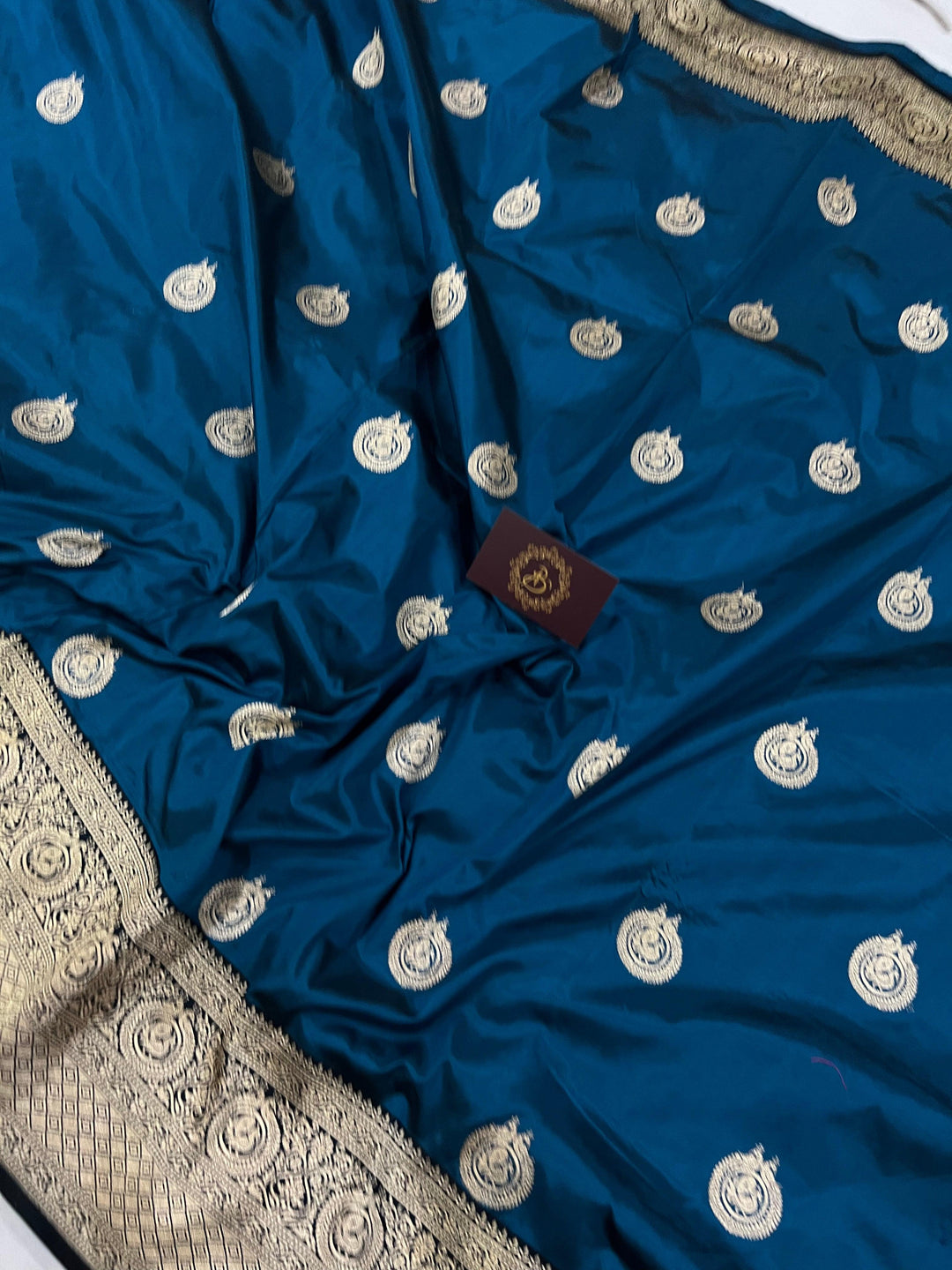 Teal Pure Banarasi Handloom Katan Silk Saree - Aura Benaras