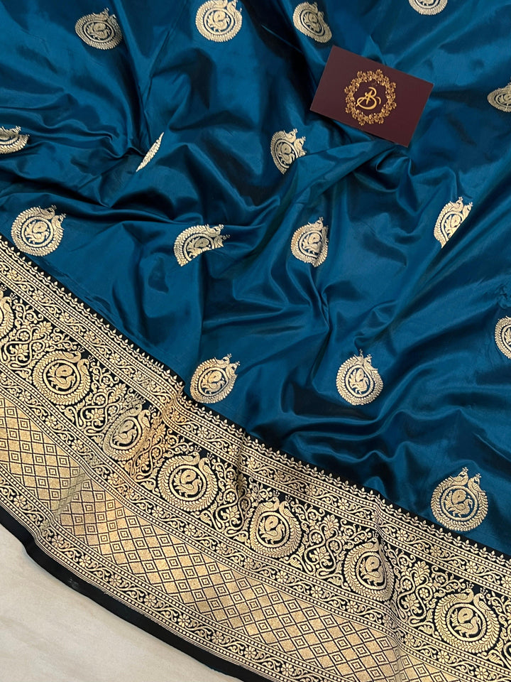 Teal Pure Banarasi Handloom Katan Silk Saree - Aura Benaras
