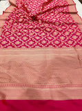 Orangish Pink Pure Banarasi Handloom Katan Silk Saree - Aura Benaras