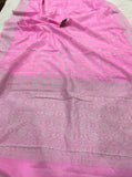 Baby Pink Pure Banarasi Khaddi Crepe Silk Saree - Aura Benaras