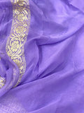 Lavender Pure Banarasi Khaddi Georgette Saree - Aura Benaras