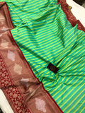 Green Broad Border Handloom Pure Katan Silk Saree - Aura Benaras