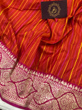 Rust Banarasi Handloom Pure Katan Silk Saree - Aura Benaras