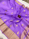 Purple Banarasi Handloom Kora Silk Saree