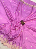 Lavender Banarasi Handloom Katan Silk Saree - Aura Benaras
