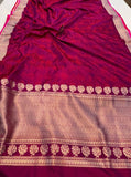 Purplish Pink Pure Banarasi Handloom Katan Satin Silk Saree - Aura Benaras