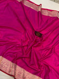 Rani Pink Pure Banarasi Handloom Katan Satin Silk Saree - Aura Benaras