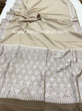 Grey Banarasi Handloom Pure Khaddi Georgette Saree - Aura Benaras