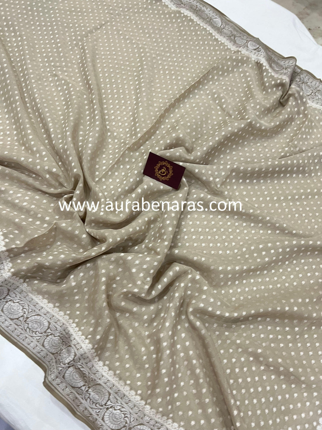 Grey Banarasi Handloom Pure Khaddi Georgette Saree - Aura Benaras