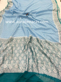 Pastel Blue Banarasi Handloom Pure Khaddi Georgette Saree - Aura Benaras