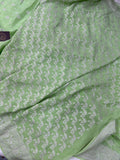 Pista Green Pure Banarasi Khaddi Crepe Silk Saree - Aura Benaras