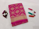 Pink Pure Banarasi Handloom Georgette Dupatta - Aura Benaras