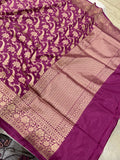 Light Purple Pure Banarasi Handloom Katan Silk Saree - Aura Benaras