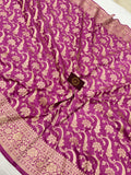 Light Purple Pure Banarasi Handloom Katan Silk Saree - Aura Benaras