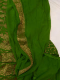 Green Pure Banarasi Khaddi Georgette Saree - Aura Benaras