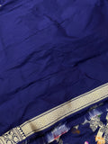 Navy Blue Jaal Pure Banarasi Handloom Katan Silk Saree - Aura Benaras