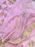 Pale Pink Banarasi Khaddi Georgette Saree - Aura Benaras