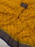 Yellow Banarasi Handloom Pure Khaddi Georgette Saree - Aura Benaras