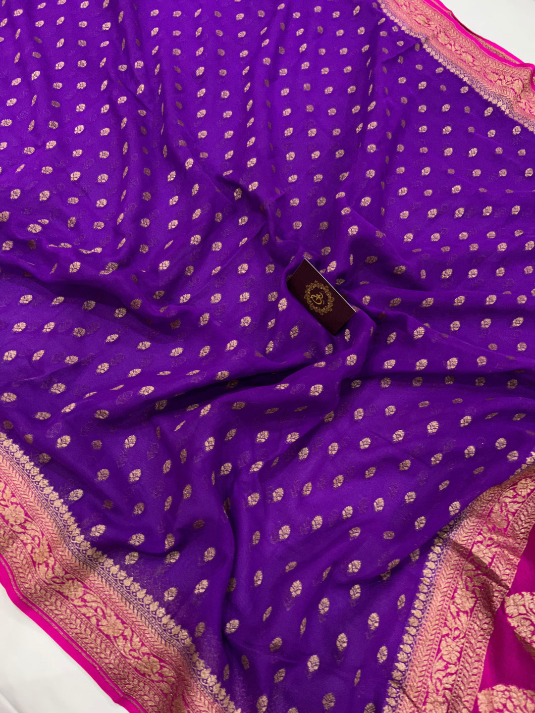 Purple Banarasi Handloom Pure Khaddi Georgette Saree - Aura Benaras