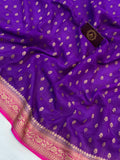Purple Banarasi Handloom Pure Khaddi Georgette Saree - Aura Benaras