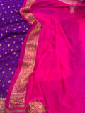 Purple Banarasi Handloom Pure Khaddi Georgette Saree - Aura Benaras